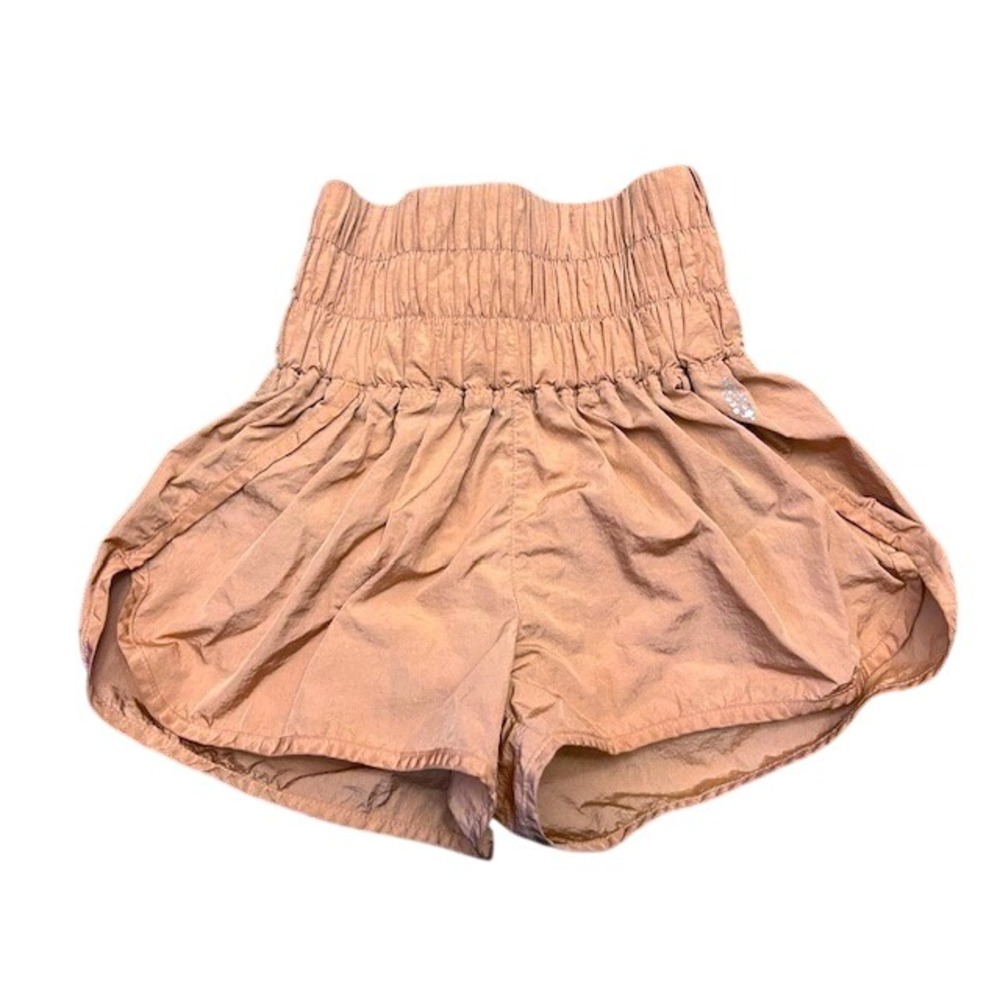 Free People Movement Way Home Shorts XS Peach High Rise Smocked Viral Sporty